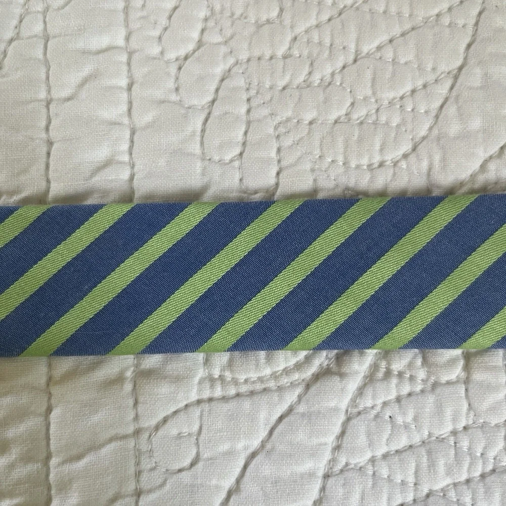 J Crew D Ring Green Blue Ribbon‎ Belt S/M 100% Cotton 42